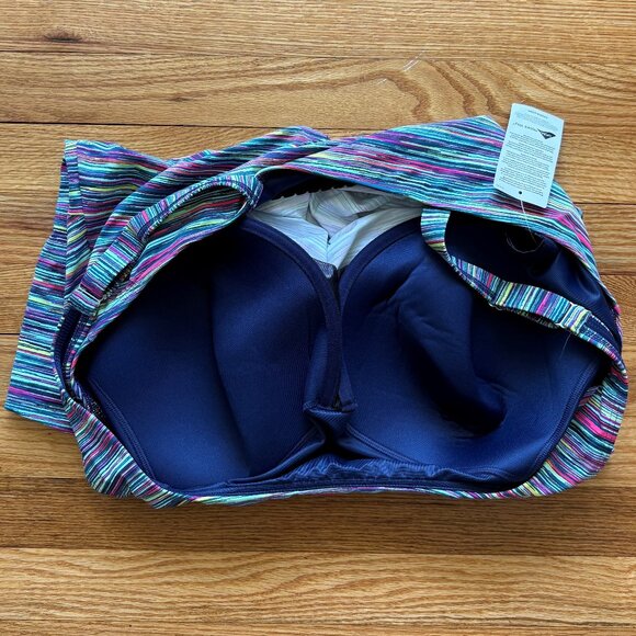 NWT Lands End Square Neck Underwire Tankini Swim Top in Navy Space Dye Size 20W - Picture 8 of 9